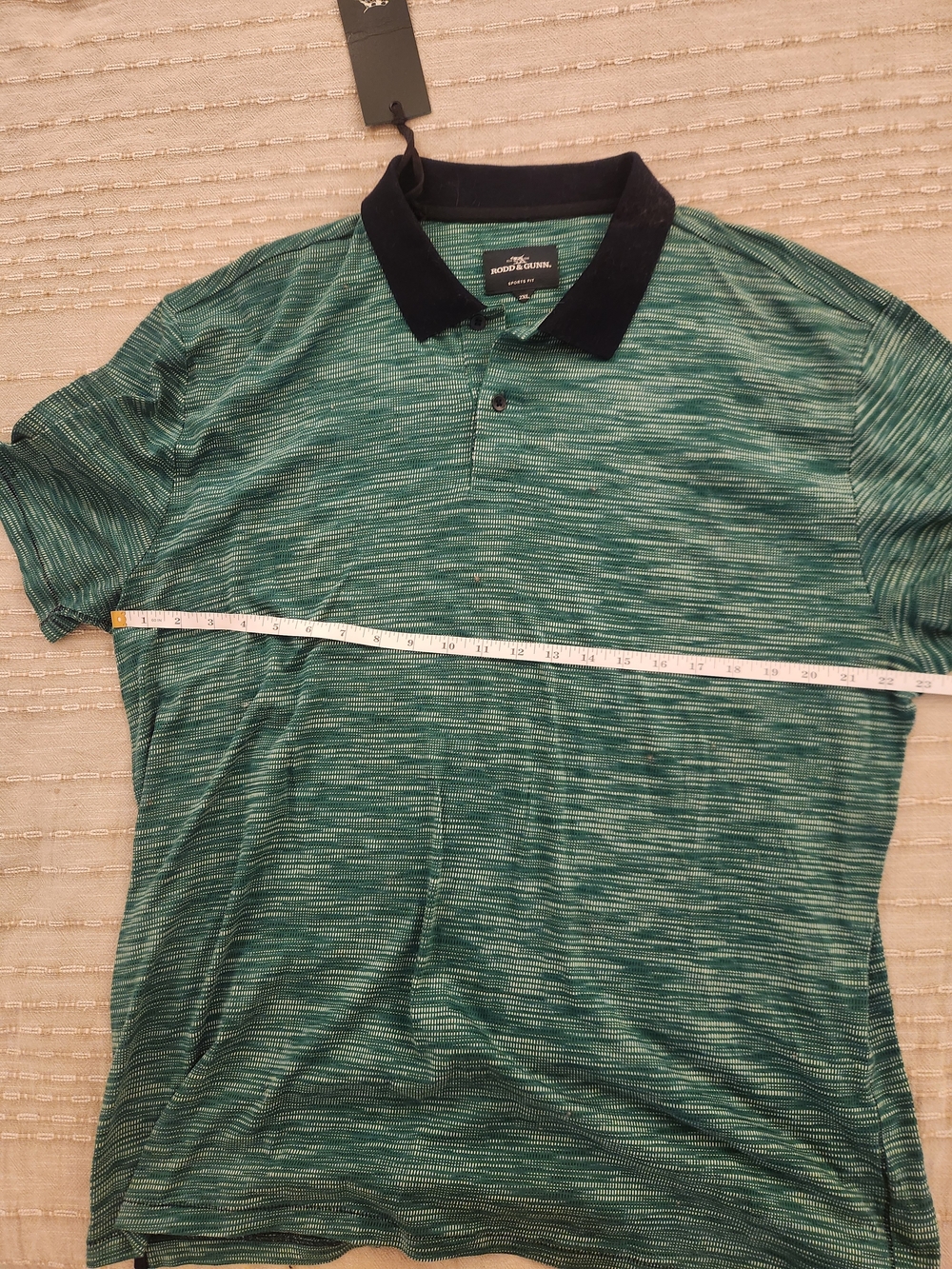 Rodd & Gunn Green Heather Polo with Black Collar